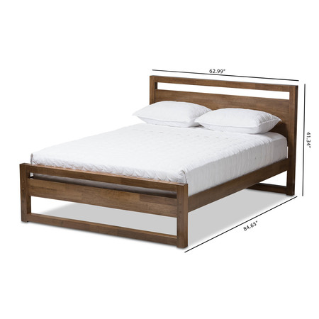 Baxton Studio Torino Solid Walnut Wood Open Frame Style King Size Platform Bed 138-7621